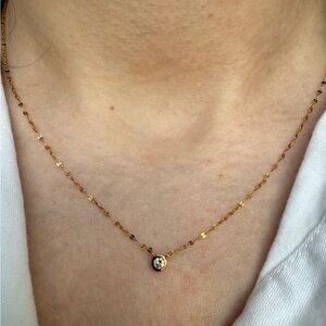 18K Solid Yellow Gold Diamond Solitaire Bezel Necklace